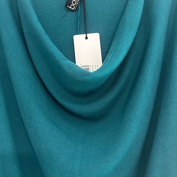 Bobi Mystic Green Cowl Neck Long Sleeve Ribbed Teal Top NWT Size XS - Picture 9 of 9